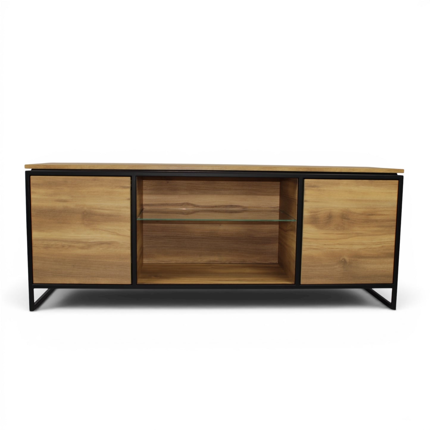 Komoda RTV Loft — czarna stal i drewno | Fenos