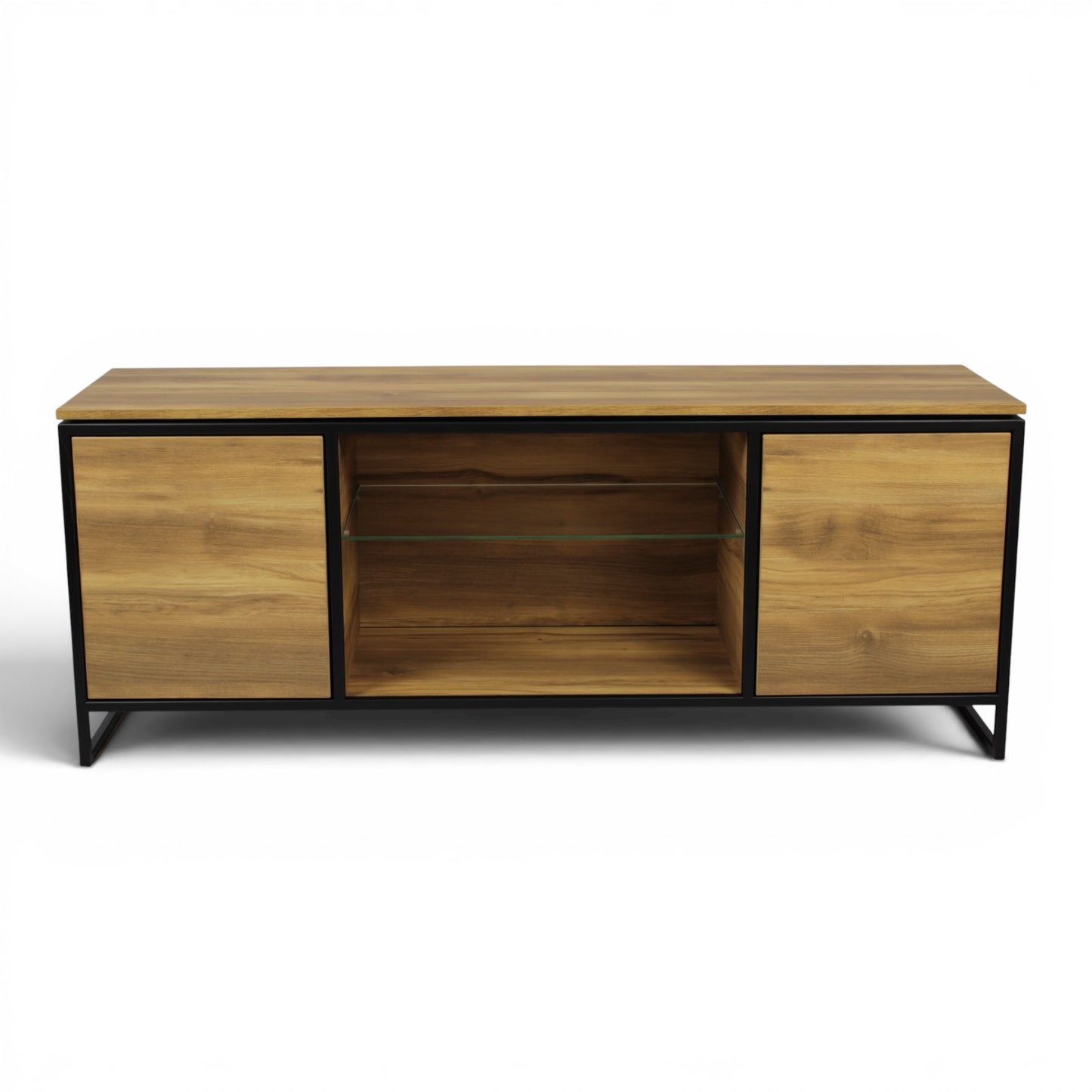 Komoda RTV Loft — czarna stal i drewno | Fenos