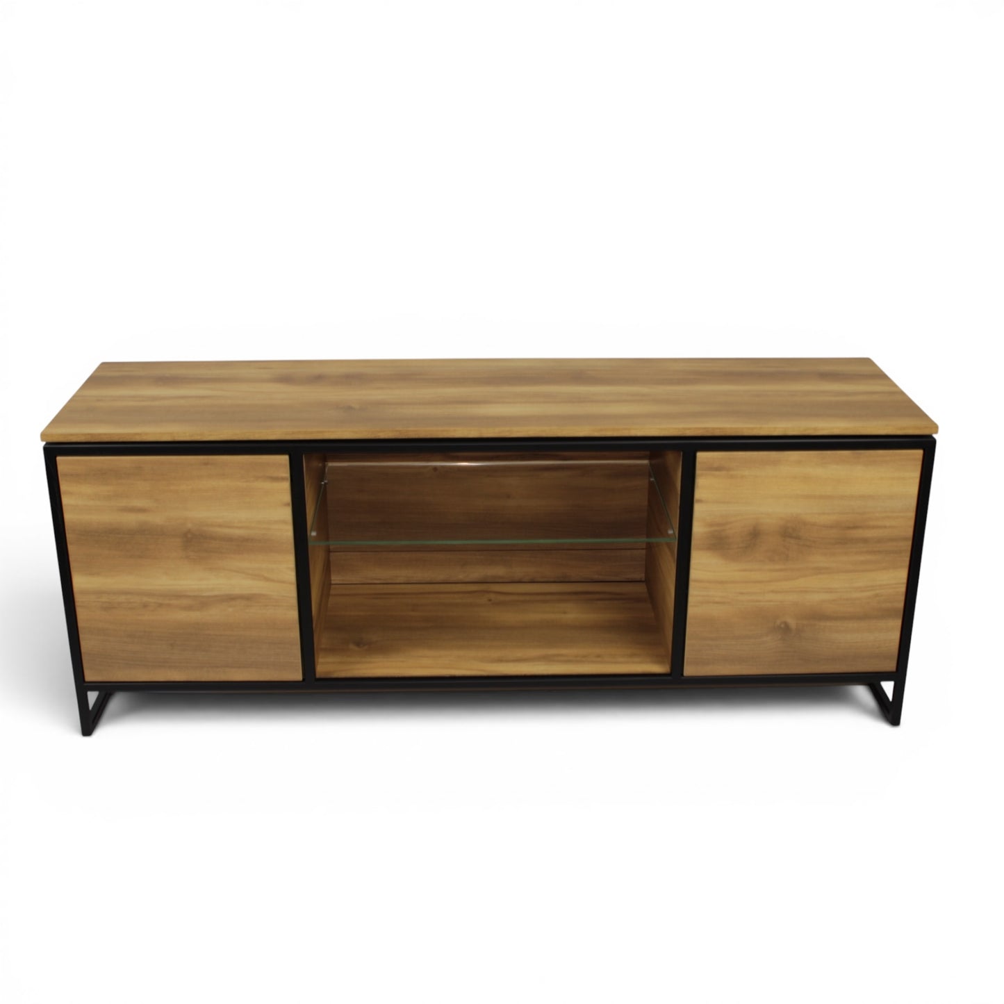 Komoda RTV Loft — czarna stal i drewno | Fenos